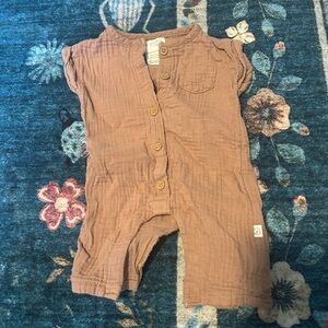 Newborn Organic cotton Brown Button-Up Romper